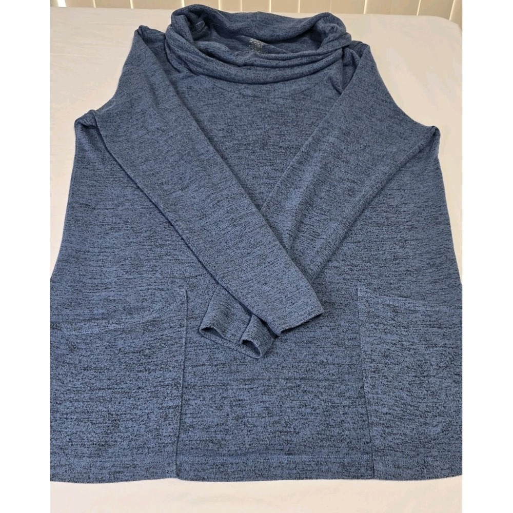 Westbound Women's XL Sweatshirt Heather Blue Cowl Neck Pockets